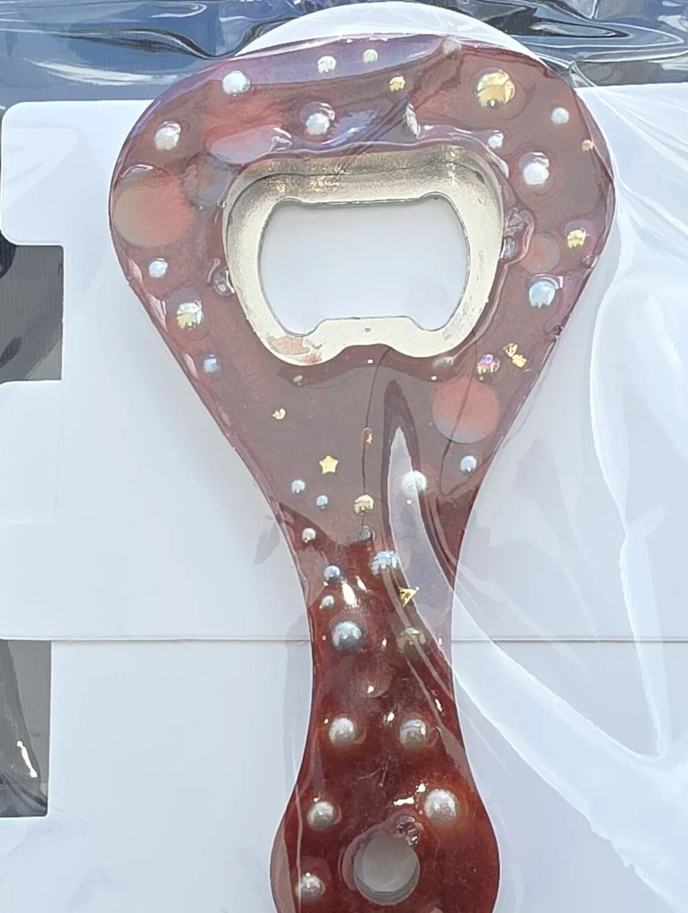 handcrafted Decorative Bottle Opener - Red Sparkle